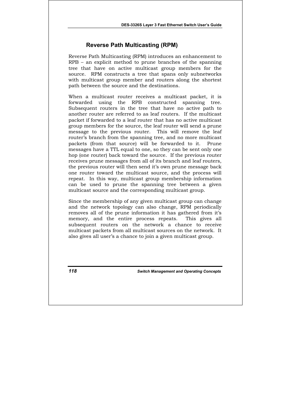 Reverse path multicasting (rpm) | D-Link DES-3326S User Manual | Page 118 / 349