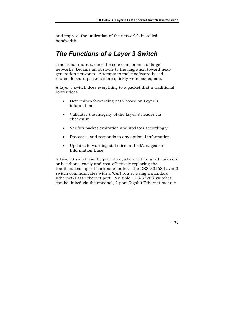 The functions of a layer 3 switch | D-Link DES-3326S User Manual | Page 15 / 349