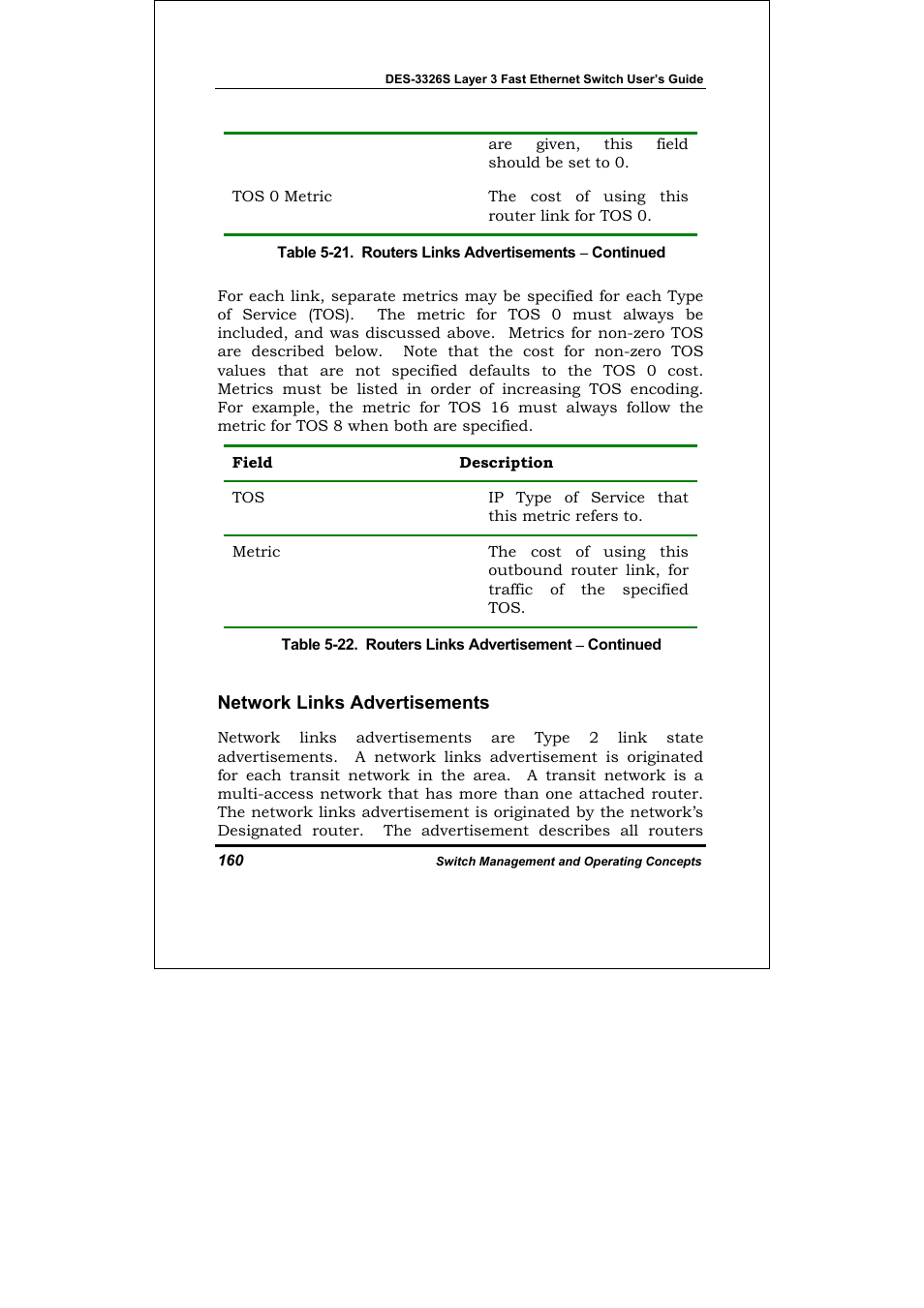 Network links advertisements | D-Link DES-3326S User Manual | Page 160 / 349