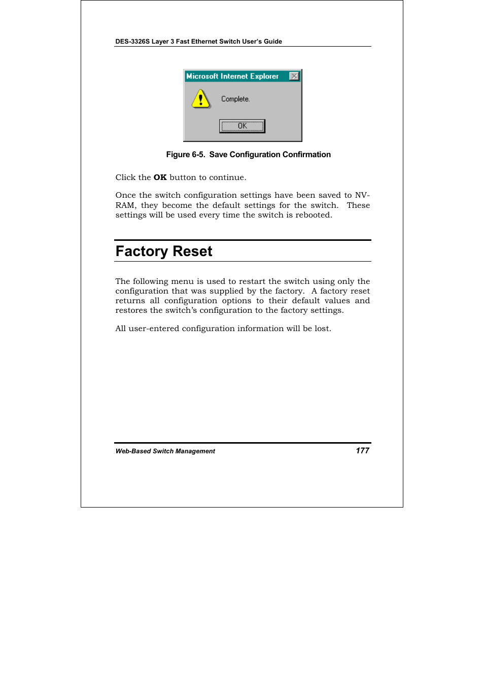Factory reset | D-Link DES-3326S User Manual | Page 177 / 349