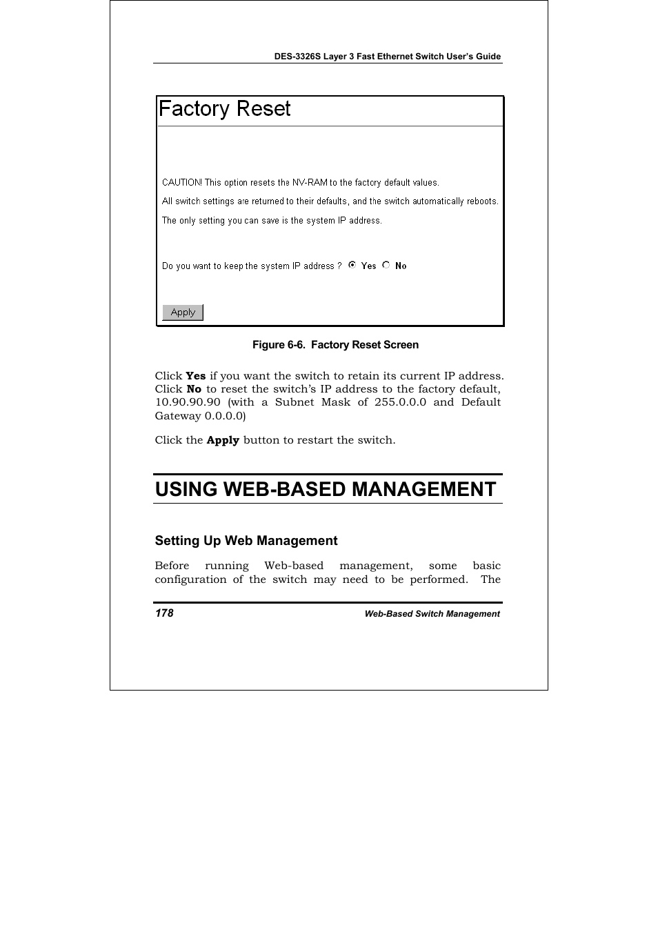 Using web-based management | D-Link DES-3326S User Manual | Page 178 / 349