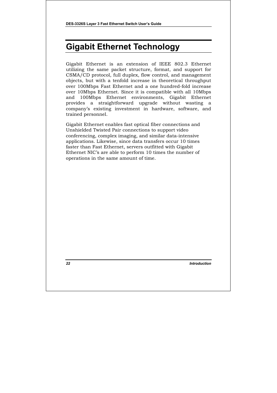 Gigabit ethernet technology | D-Link DES-3326S User Manual | Page 22 / 349