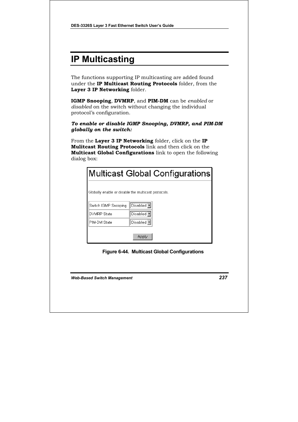 Ip multicasting | D-Link DES-3326S User Manual | Page 237 / 349