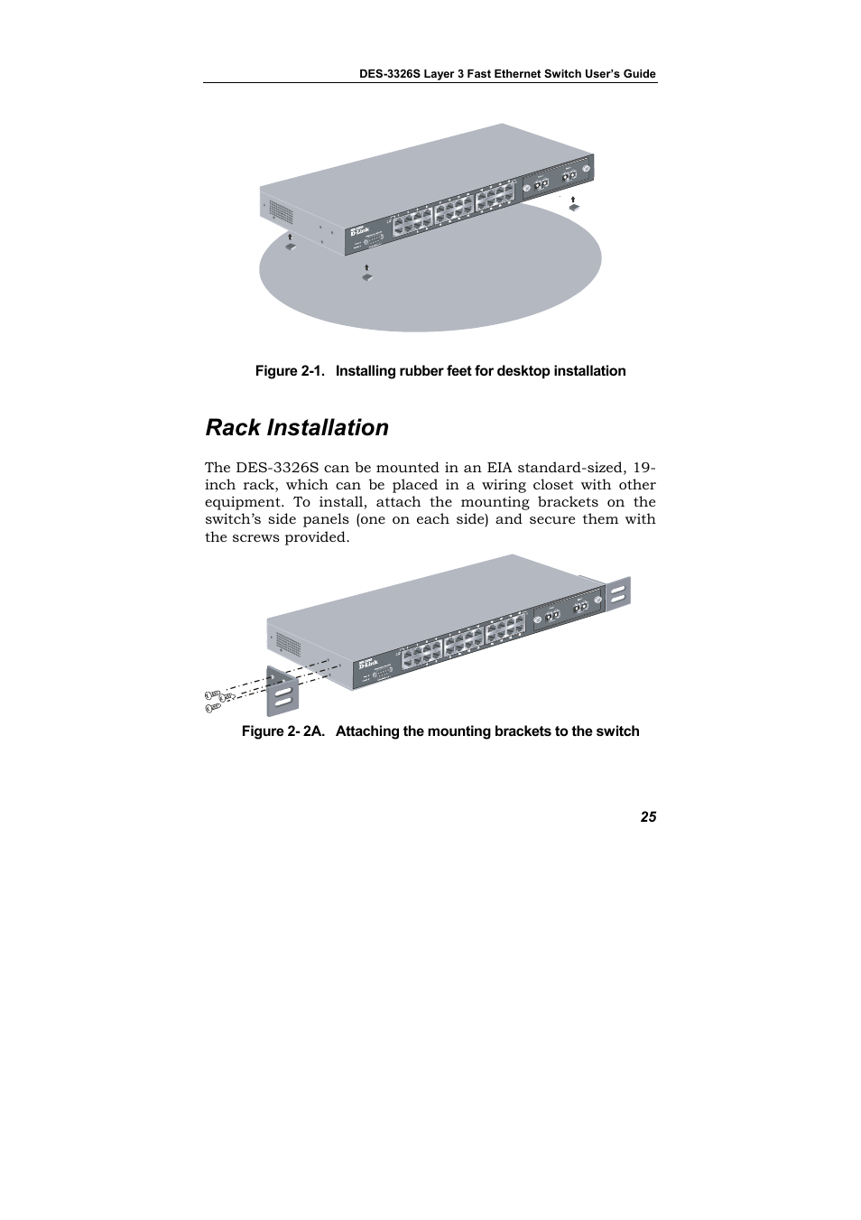 Rack installation | D-Link DES-3326S User Manual | Page 25 / 349