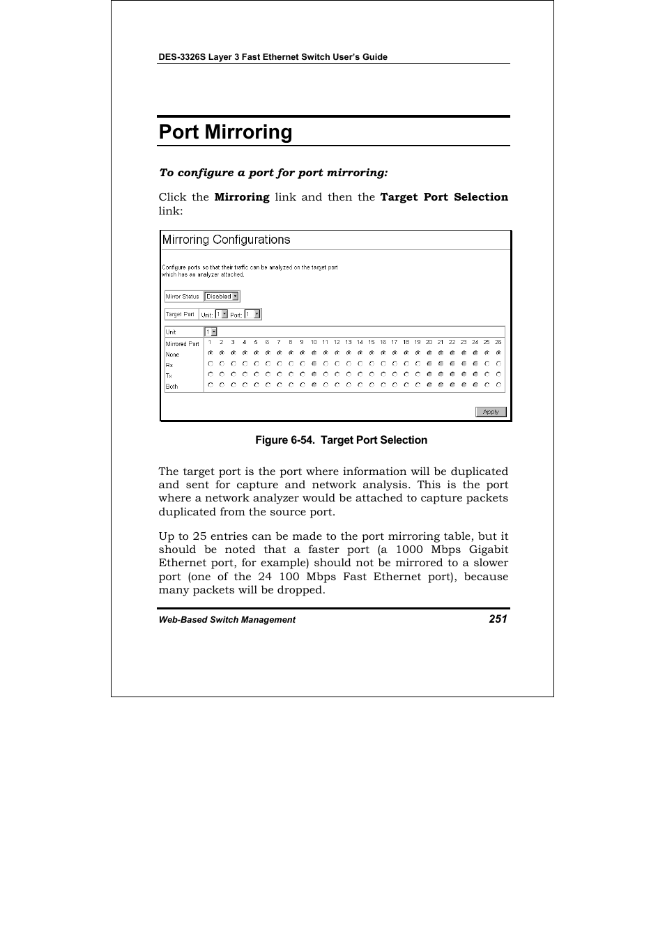 Port mirroring | D-Link DES-3326S User Manual | Page 251 / 349