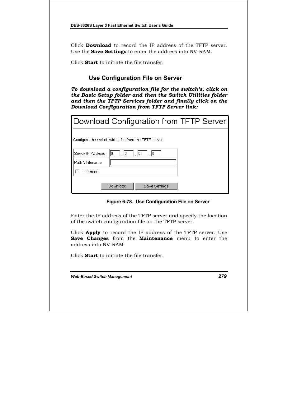 Use configuration file on server | D-Link DES-3326S User Manual | Page 279 / 349