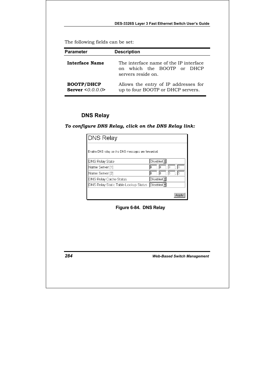 Dns relay | D-Link DES-3326S User Manual | Page 284 / 349