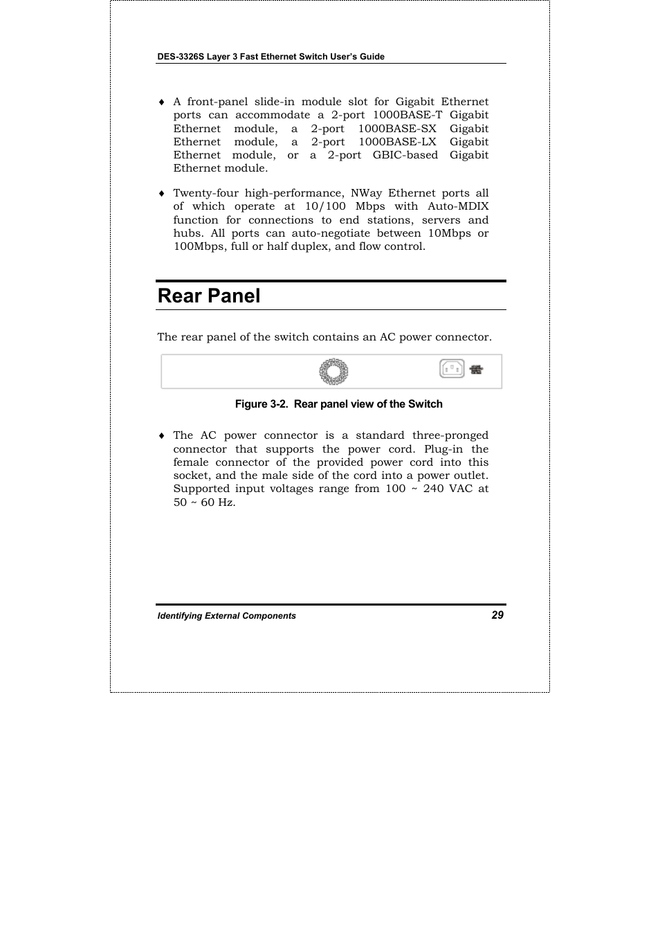 Rear panel | D-Link DES-3326S User Manual | Page 29 / 349