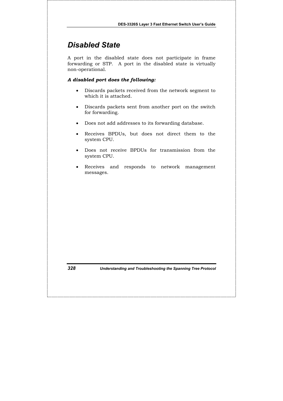 Disabled state | D-Link DES-3326S User Manual | Page 328 / 349