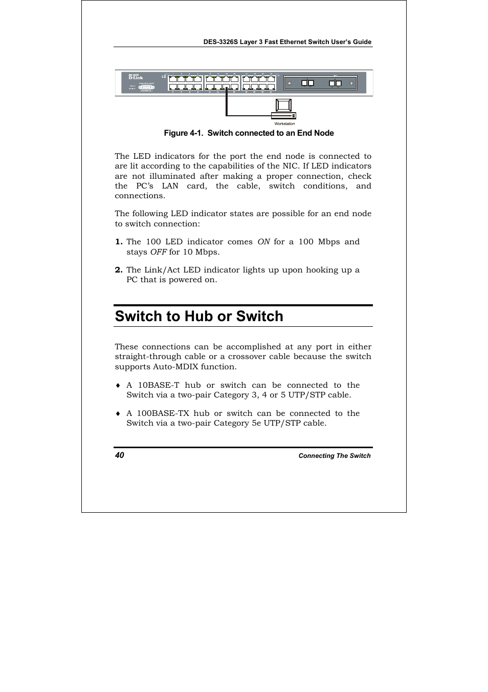 Switch to hub or switch | D-Link DES-3326S User Manual | Page 40 / 349
