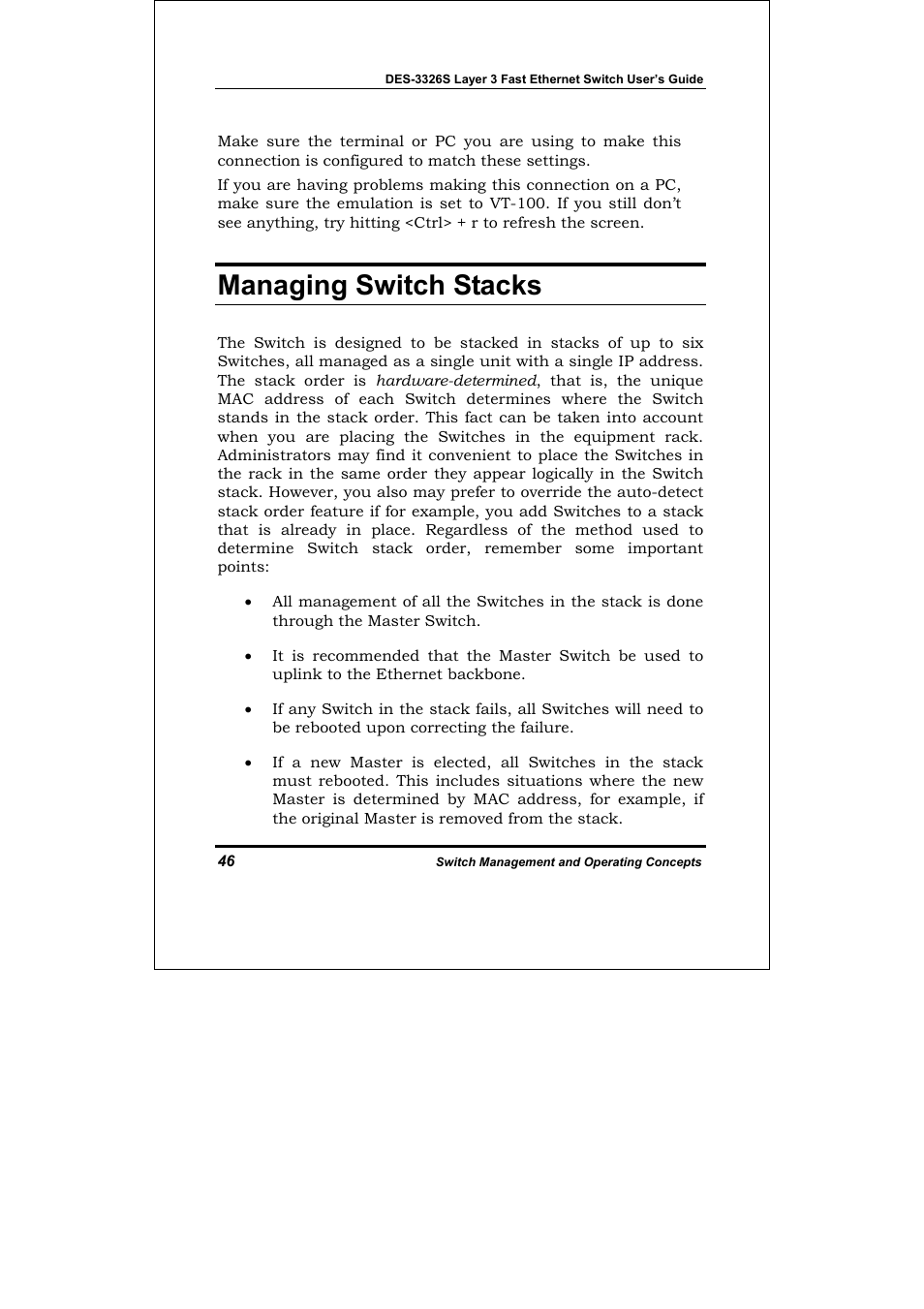 Managing switch stacks | D-Link DES-3326S User Manual | Page 46 / 349
