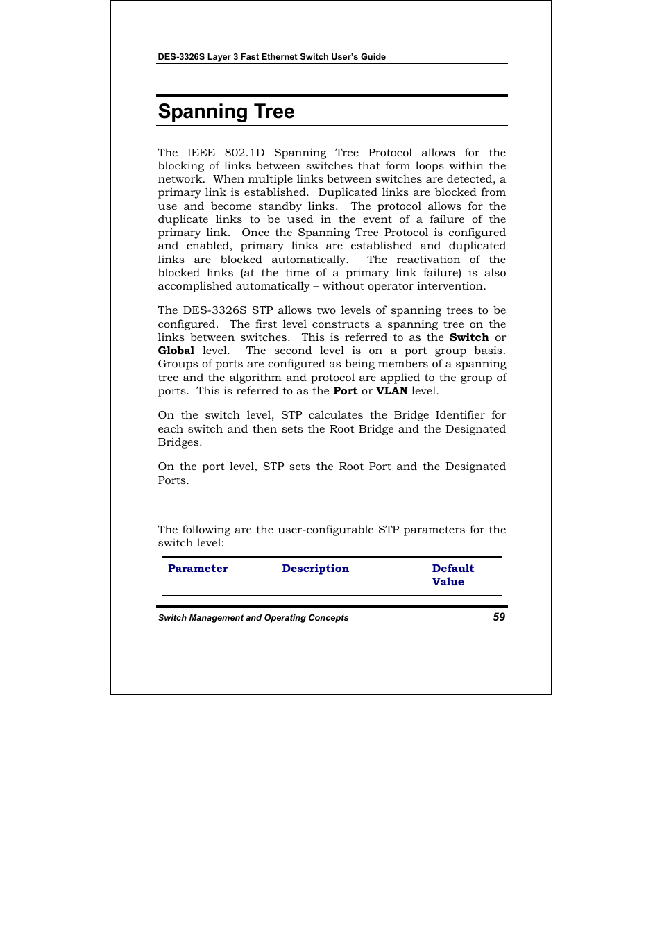 Spanning tree | D-Link DES-3326S User Manual | Page 59 / 349
