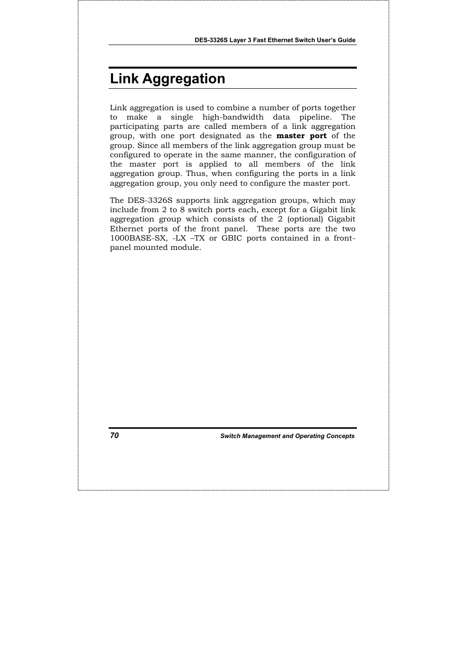 Link aggregation | D-Link DES-3326S User Manual | Page 70 / 349