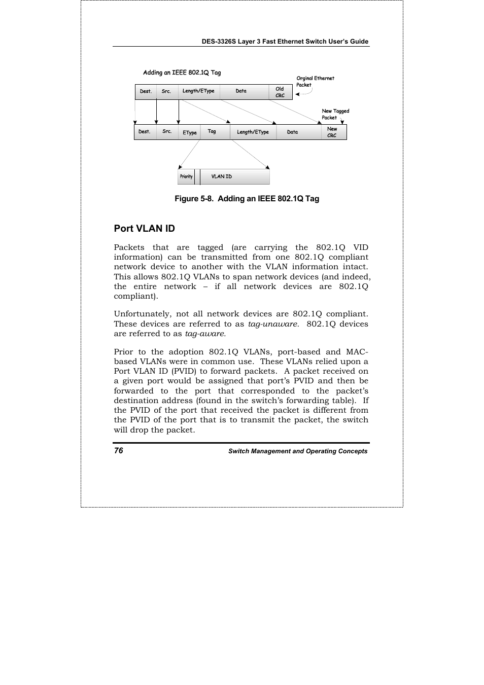 Port vlan id | D-Link DES-3326S User Manual | Page 76 / 349