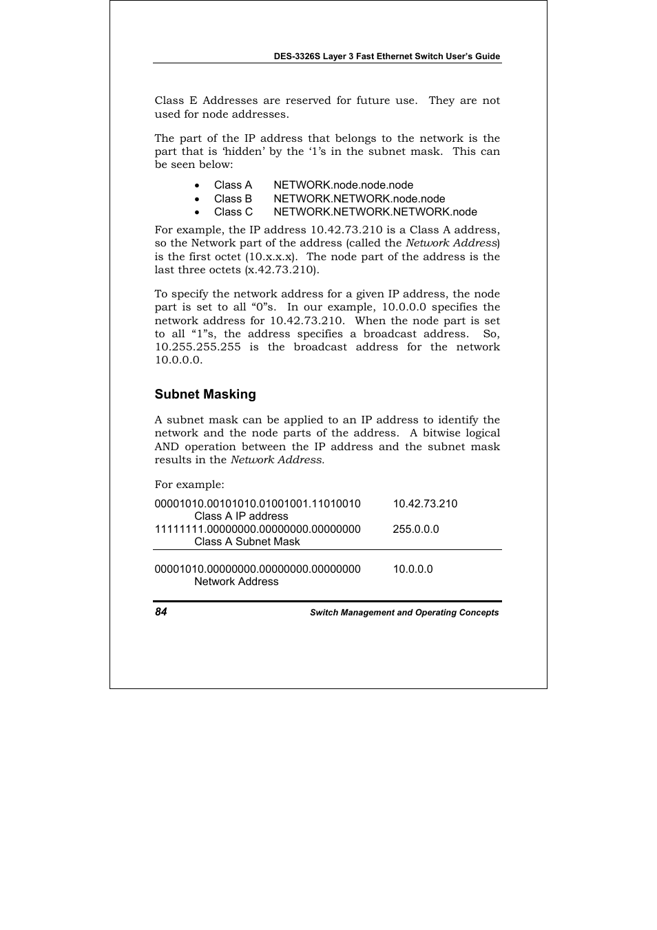 Subnet masking | D-Link DES-3326S User Manual | Page 84 / 349