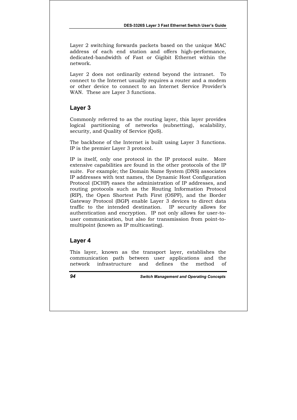 Layer 3, Layer 4 | D-Link DES-3326S User Manual | Page 94 / 349