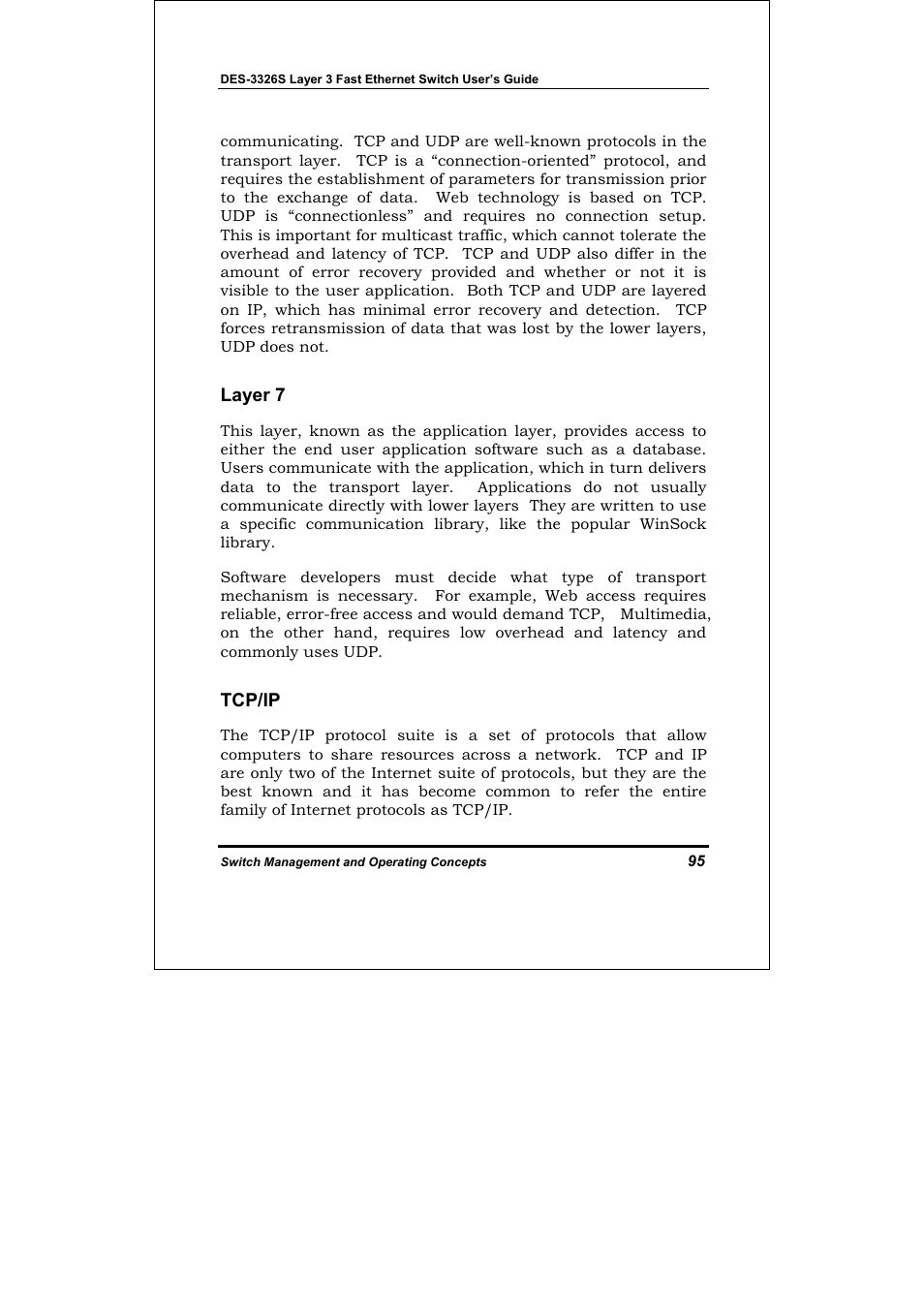 Layer 7, Tcp/ip | D-Link DES-3326S User Manual | Page 95 / 349