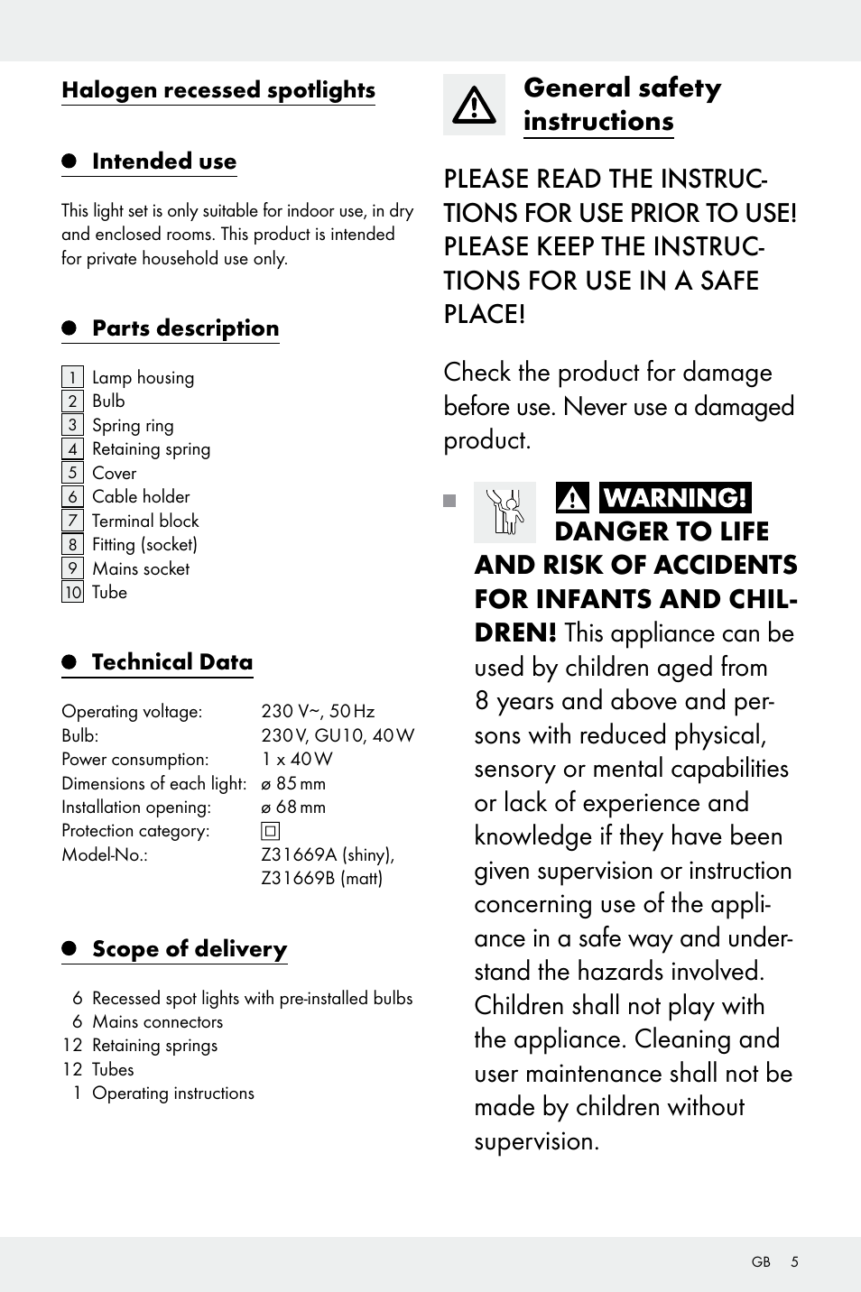 Livarno Z31669A/Z31669B User Manual | Page 5 / 25