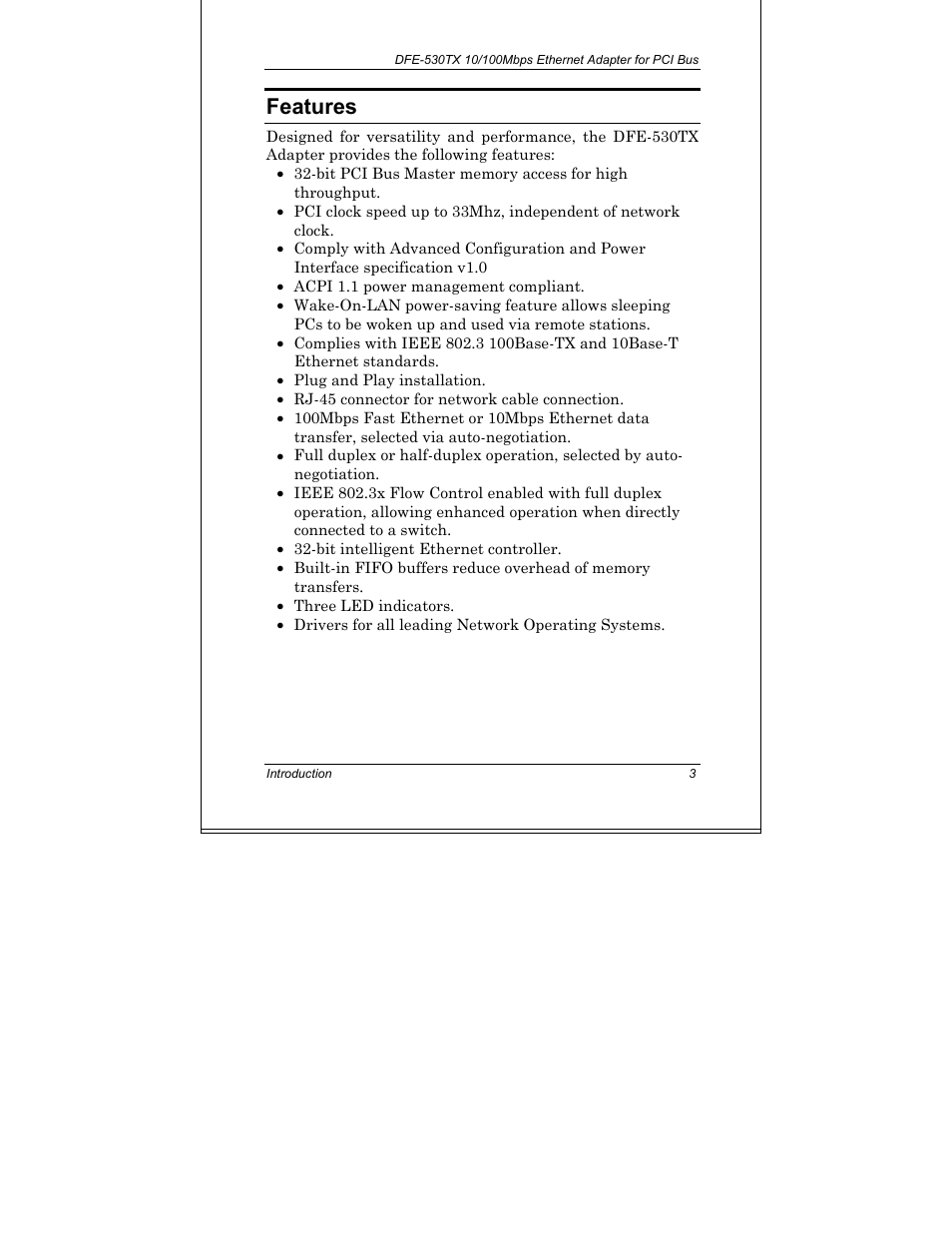 Features | D-Link DFE-530TX+ User Manual | Page 11 / 27