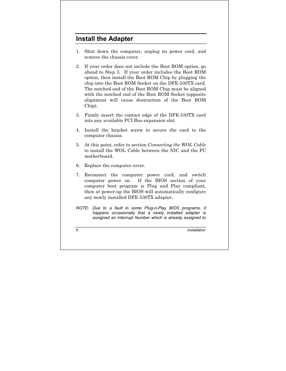 Install the adapter | D-Link DFE-530TX+ User Manual | Page 14 / 27