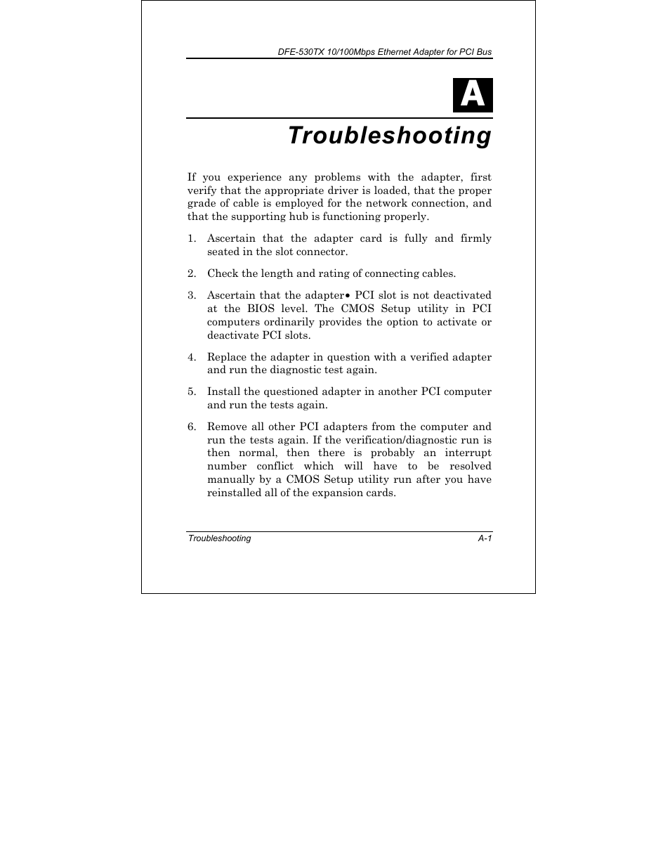 Troubleshooting | D-Link DFE-530TX+ User Manual | Page 19 / 27