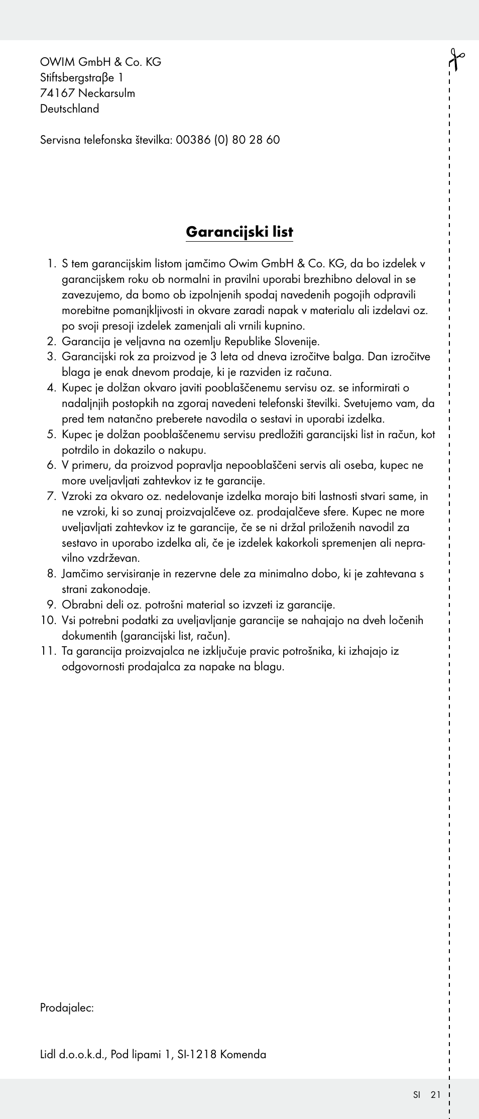 Garancijski list | Livarno 103745-14-01-BS/103745-14-02-BS User Manual | Page 21 / 34