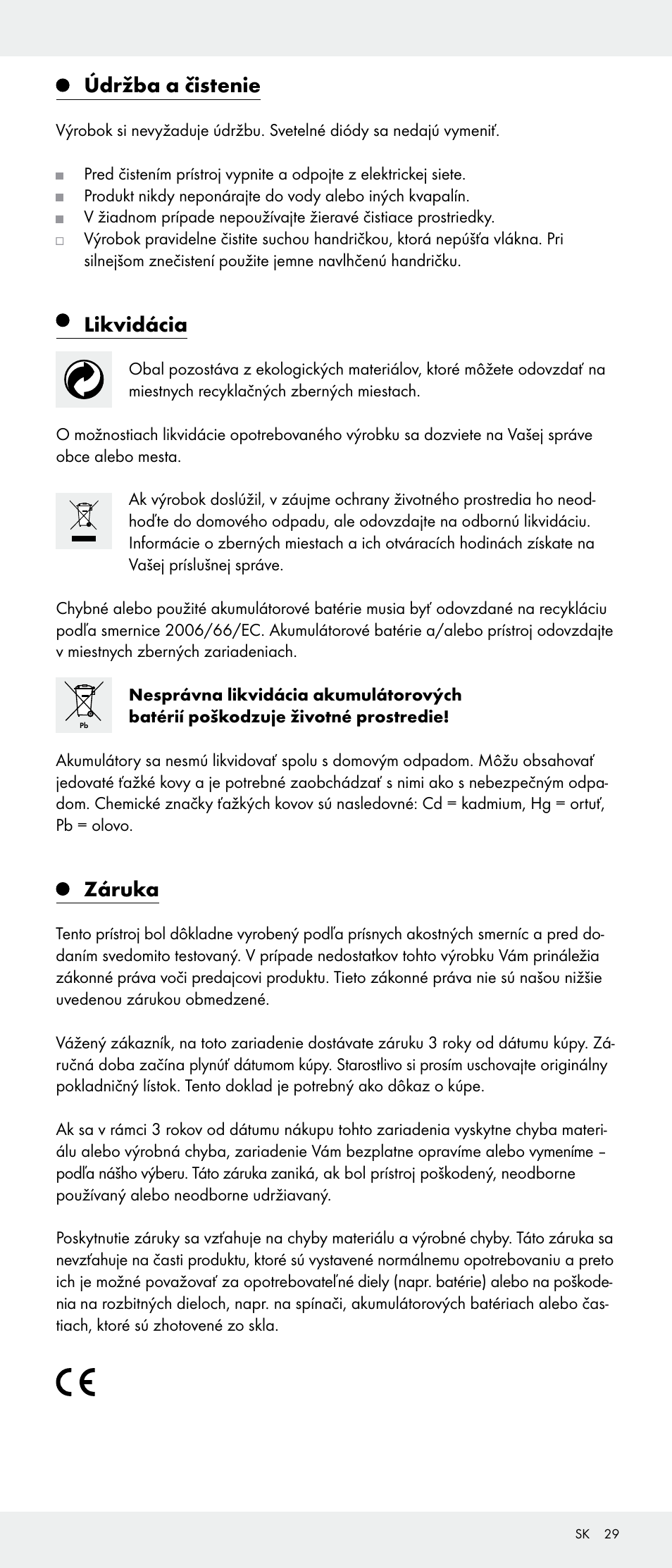 Údržba a čistenie, Likvidácia, Záruka | Livarno 103745-14-01-BS/103745-14-02-BS User Manual | Page 29 / 34