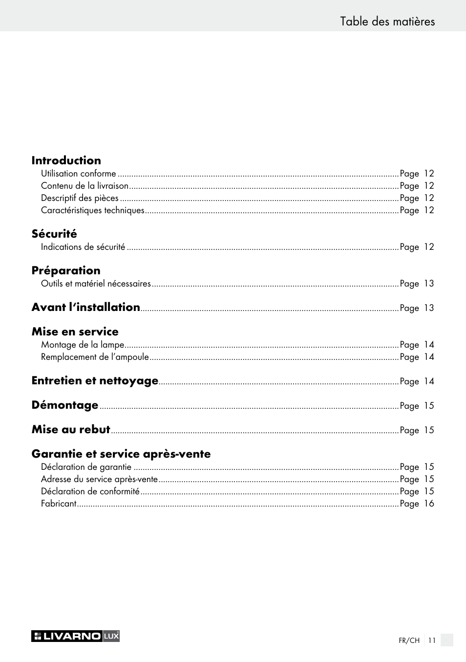 Livarno CEILING LIGHT User Manual | Page 11 / 29