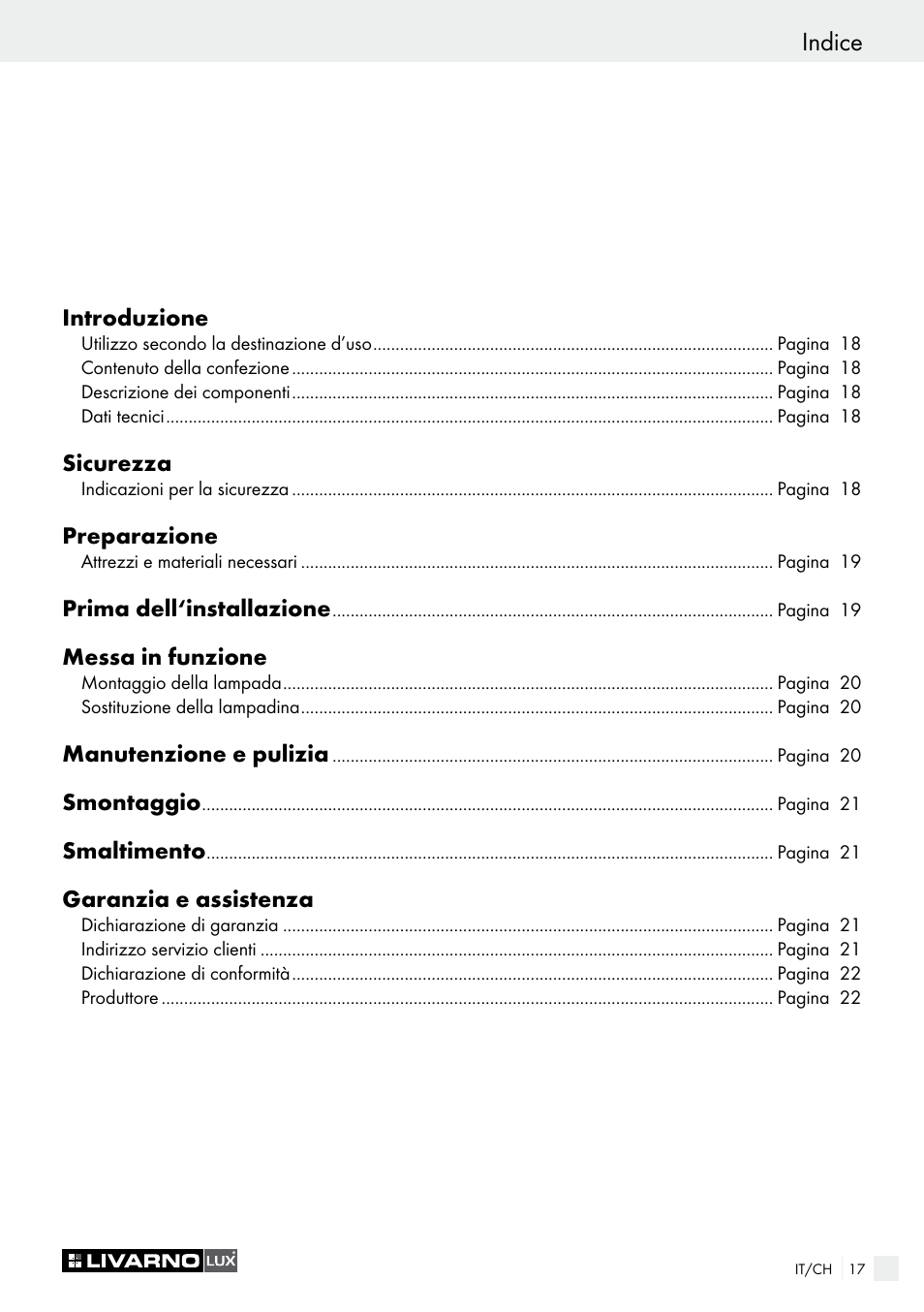 Garantie et service après-vente indice | Livarno CEILING LIGHT User Manual | Page 17 / 29