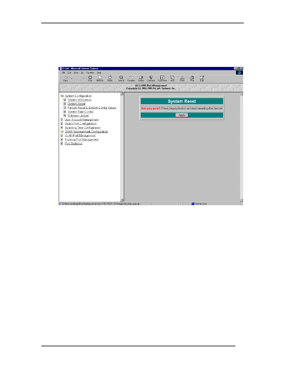 System reset | D-Link DES-5200 User Manual | Page 102 / 144