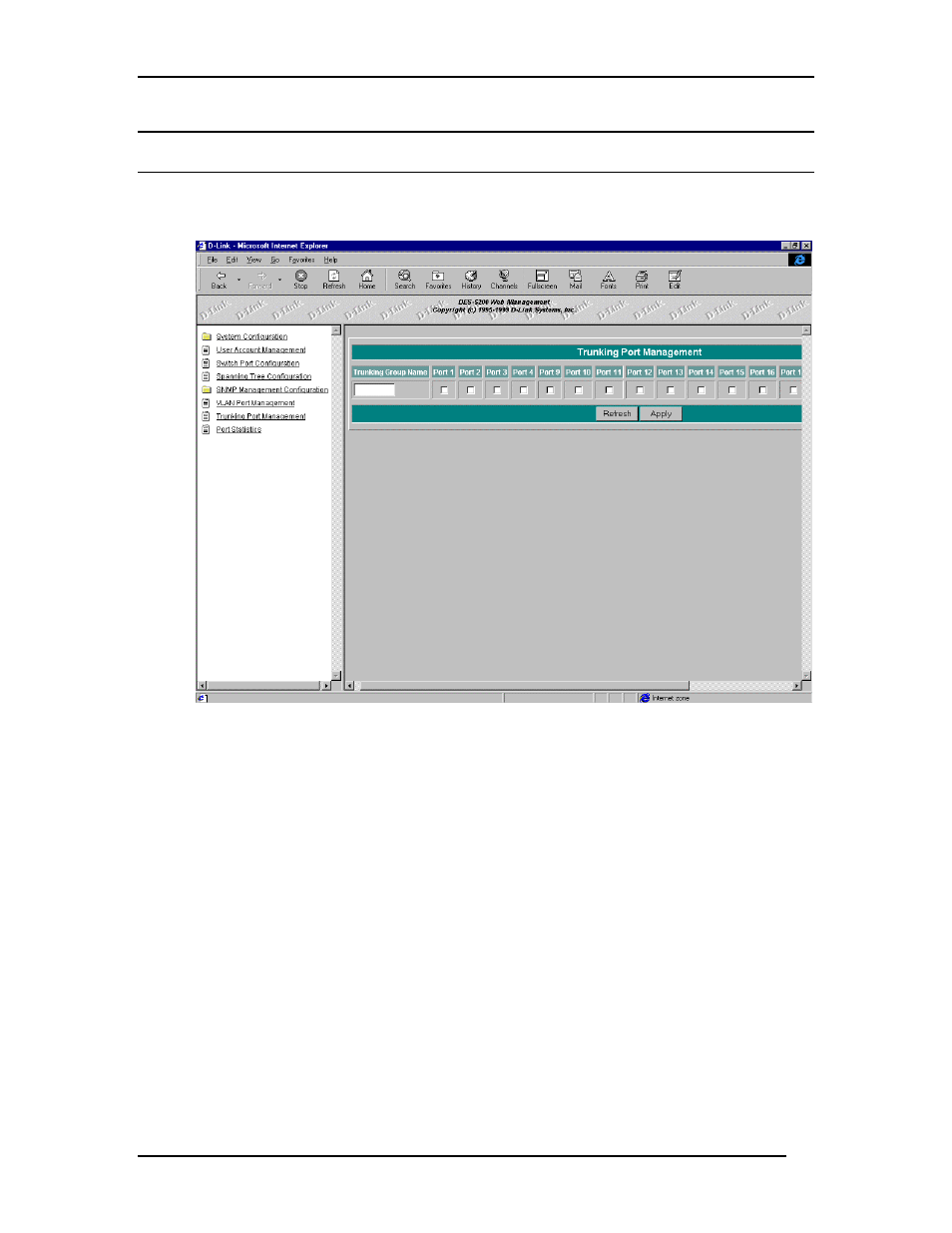 Trunking port management menu | D-Link DES-5200 User Manual | Page 128 / 144