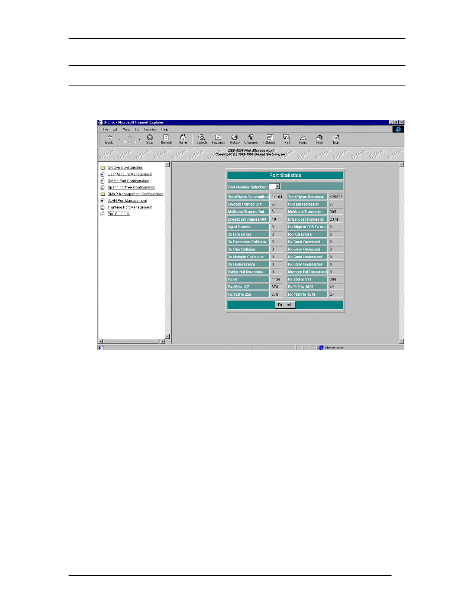 Port statistics | D-Link DES-5200 User Manual | Page 129 / 144