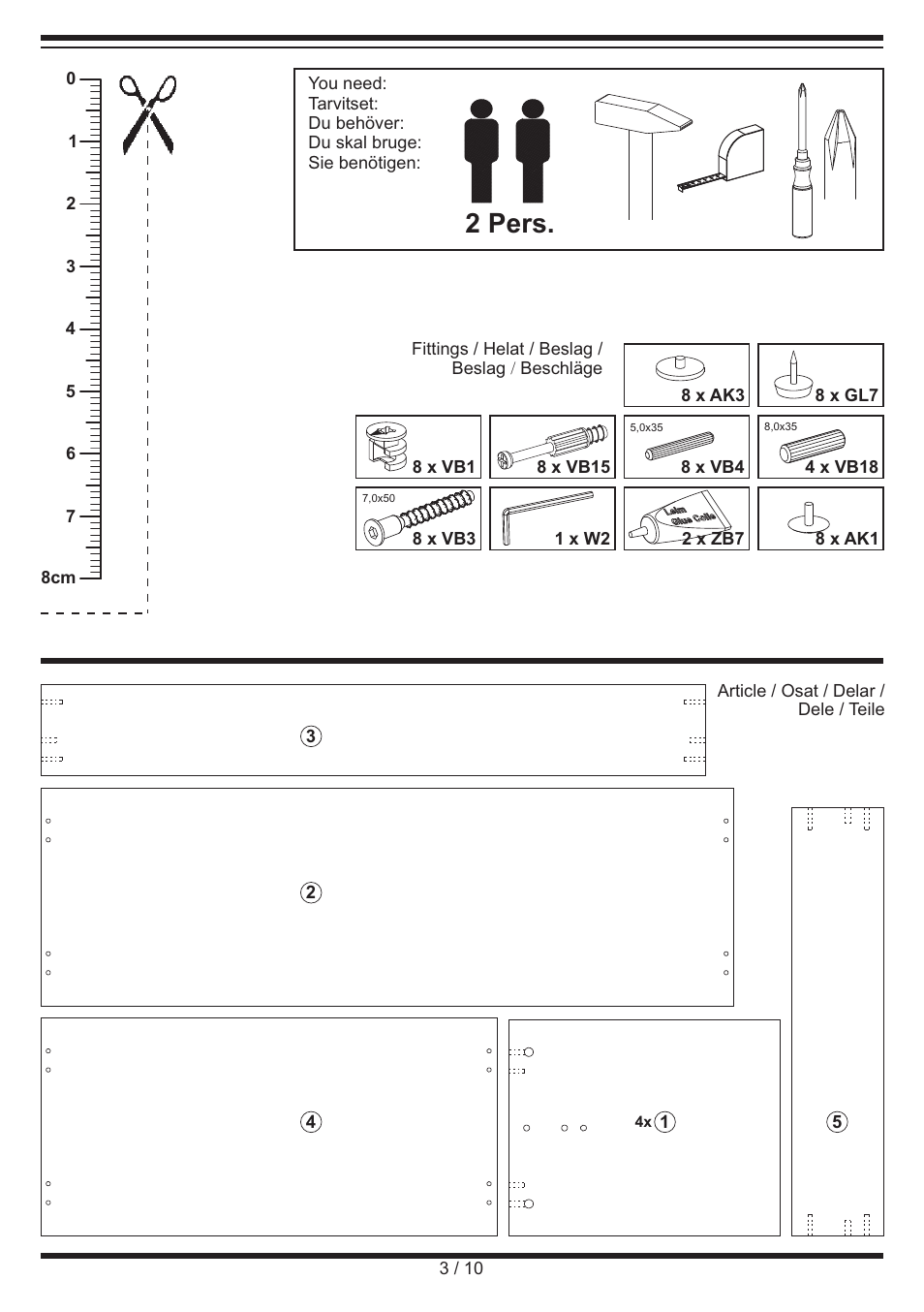 2 pers | Livarno BENCH SET User Manual | Page 3 / 10