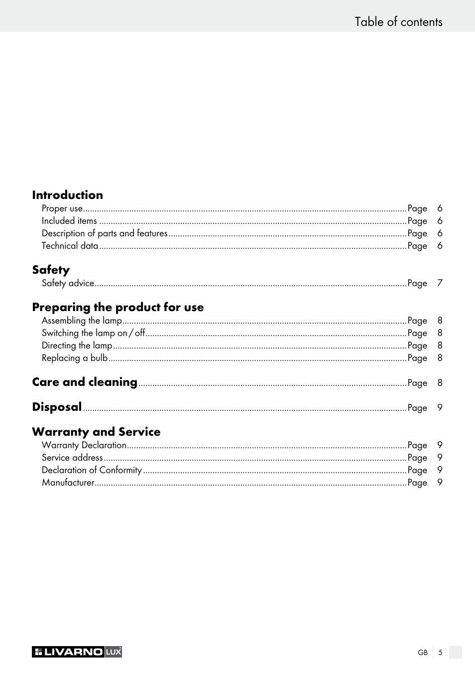 Livarno 1241/022L User Manual | Page 5 / 41