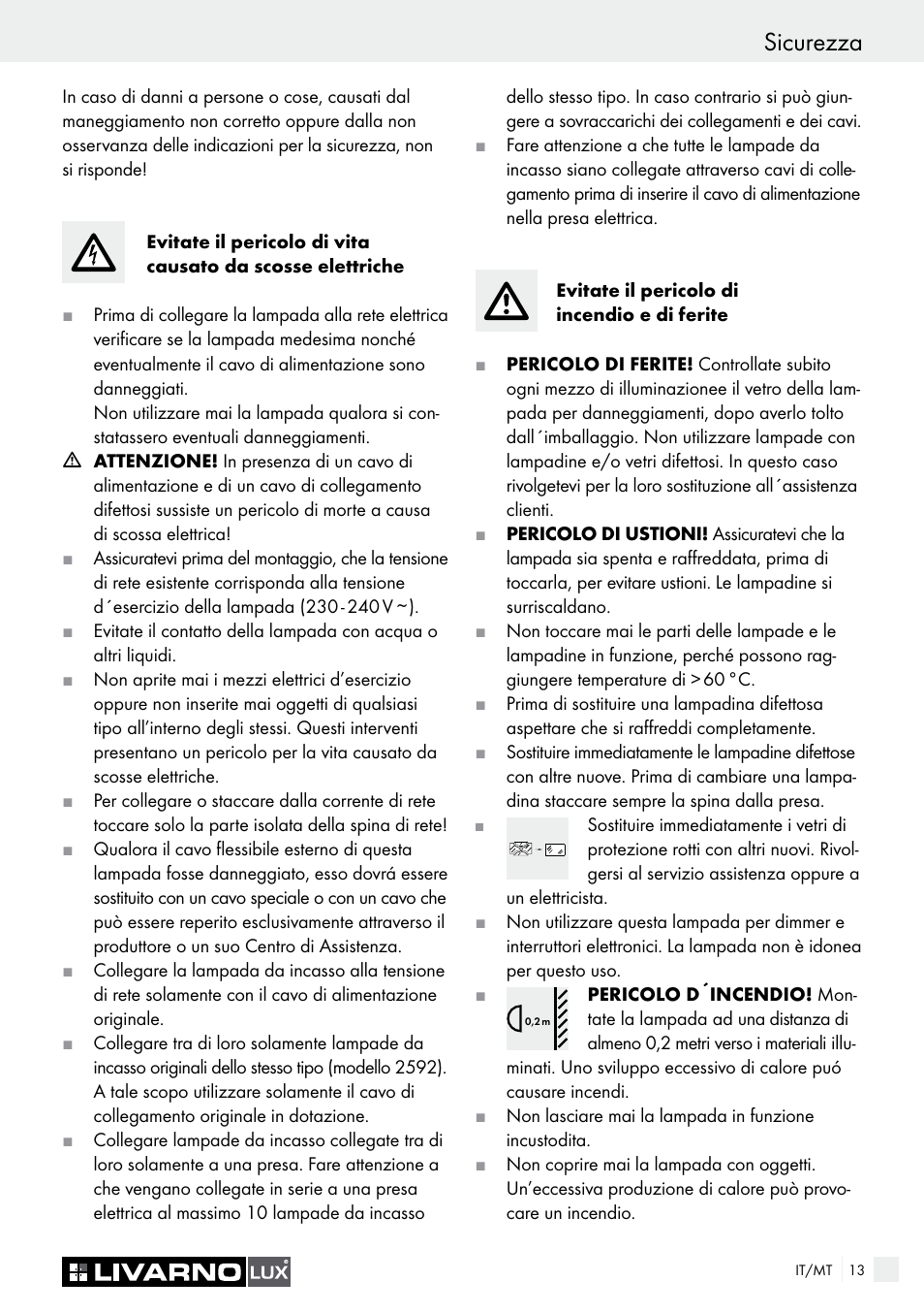 Sicurezza | Livarno 2592-014L or 2592-016L User Manual | Page 13 / 37