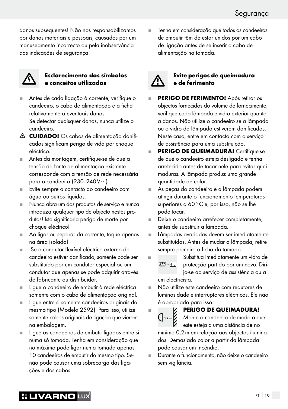 Segurança | Livarno 2592-014L or 2592-016L User Manual | Page 19 / 37
