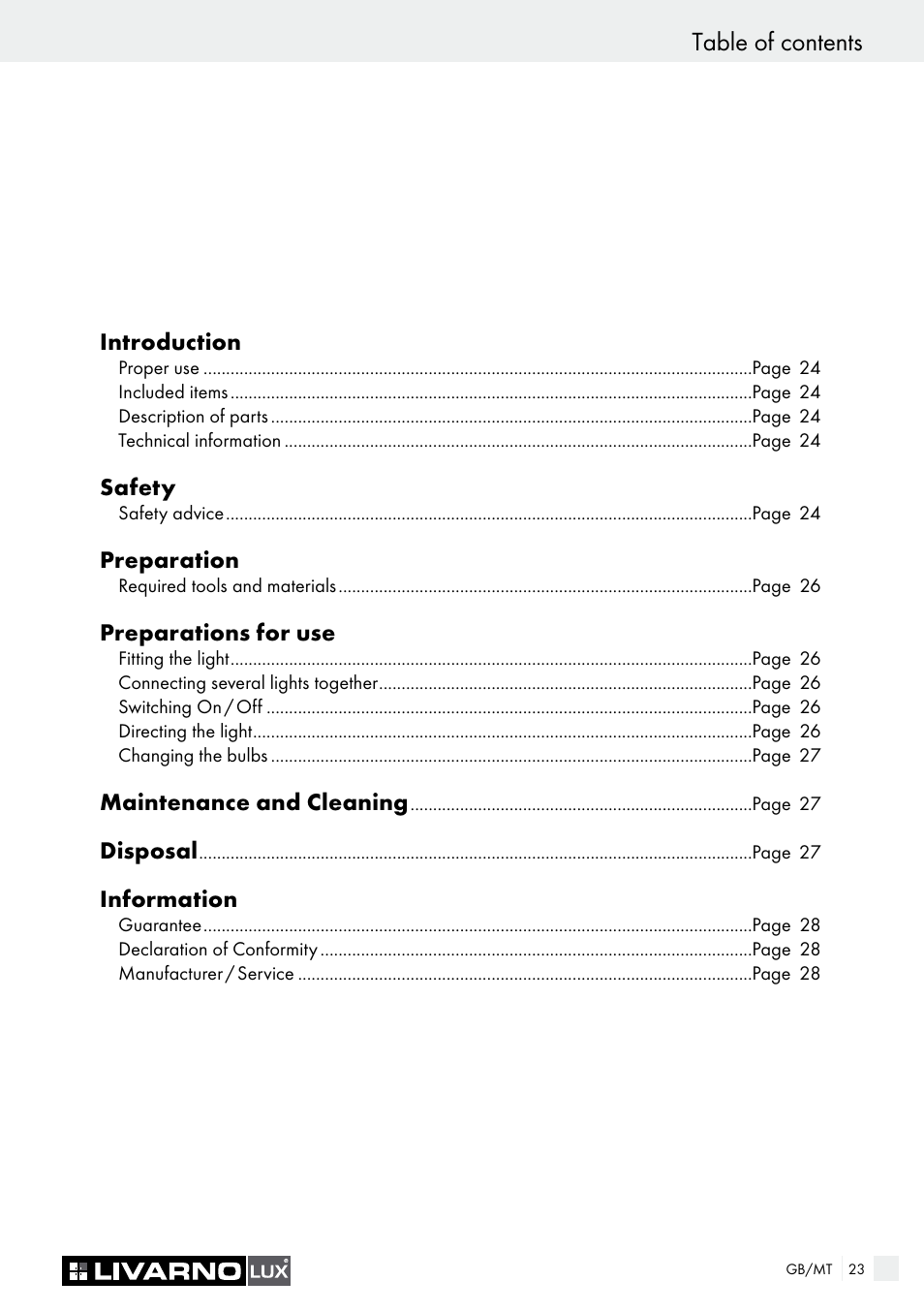 Livarno 2592-014L or 2592-016L User Manual | Page 23 / 37