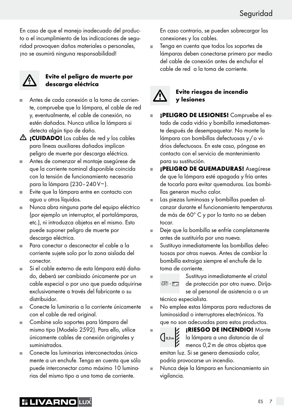 Seguridad | Livarno 2592-014L or 2592-016L User Manual | Page 7 / 37