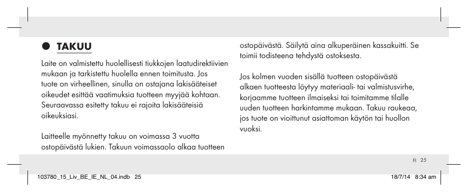 Takuu | Livarno 103780-14-01 User Manual | Page 25 / 86