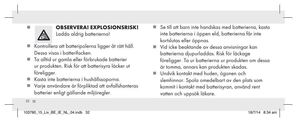 Livarno 103780-14-01 User Manual | Page 32 / 86