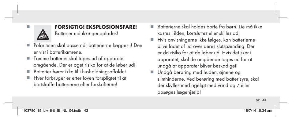 Livarno 103780-14-01 User Manual | Page 43 / 86