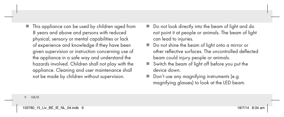 Livarno 103780-14-01 User Manual | Page 6 / 86