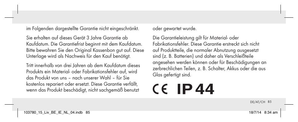 Livarno 103780-14-01 User Manual | Page 85 / 86