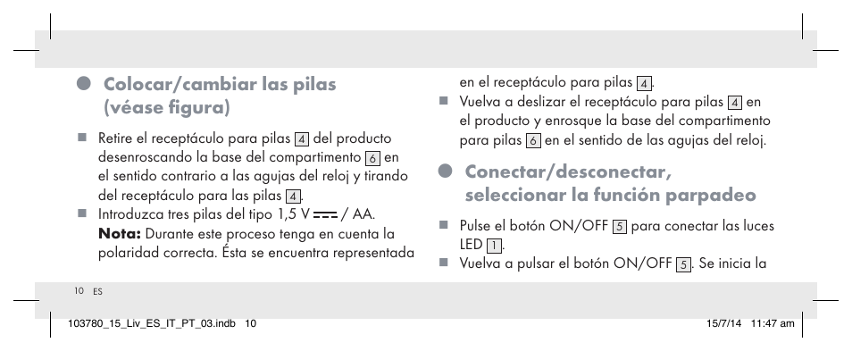 Colocar/cambiar las pilas (véase figura) | Livarno 103780-14-01 User Manual | Page 10 / 63