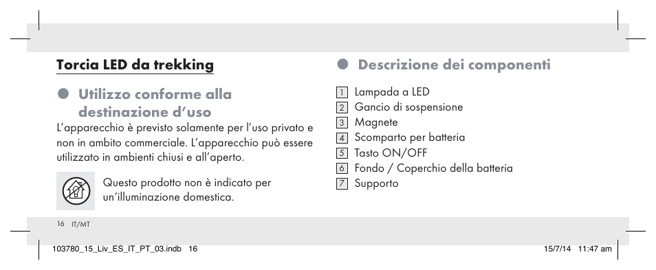 Descrizione dei componenti | Livarno 103780-14-01 User Manual | Page 16 / 63