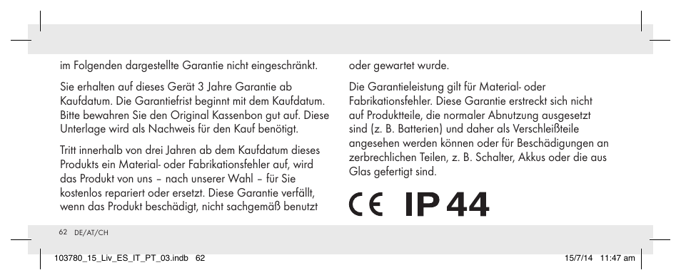 Livarno 103780-14-01 User Manual | Page 62 / 63