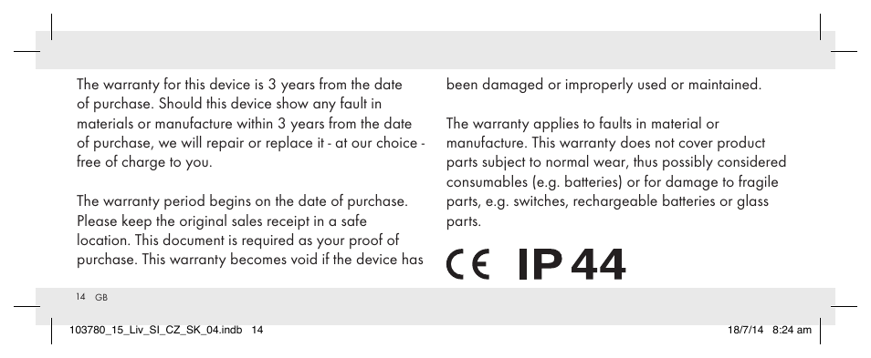 Livarno 103780-14-01 User Manual | Page 14 / 88