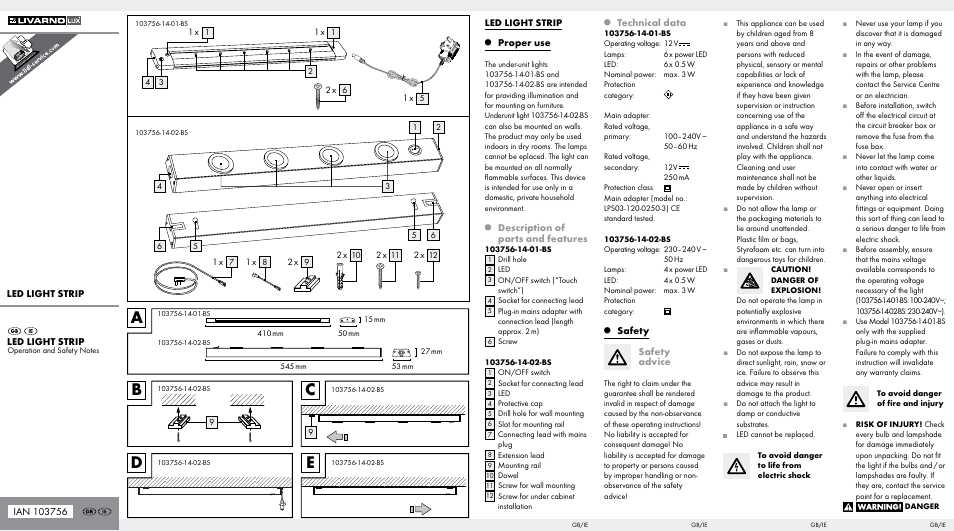Livarno 103756-14-01-BS/ 103756-14-02-BS User Manual | 2 pages