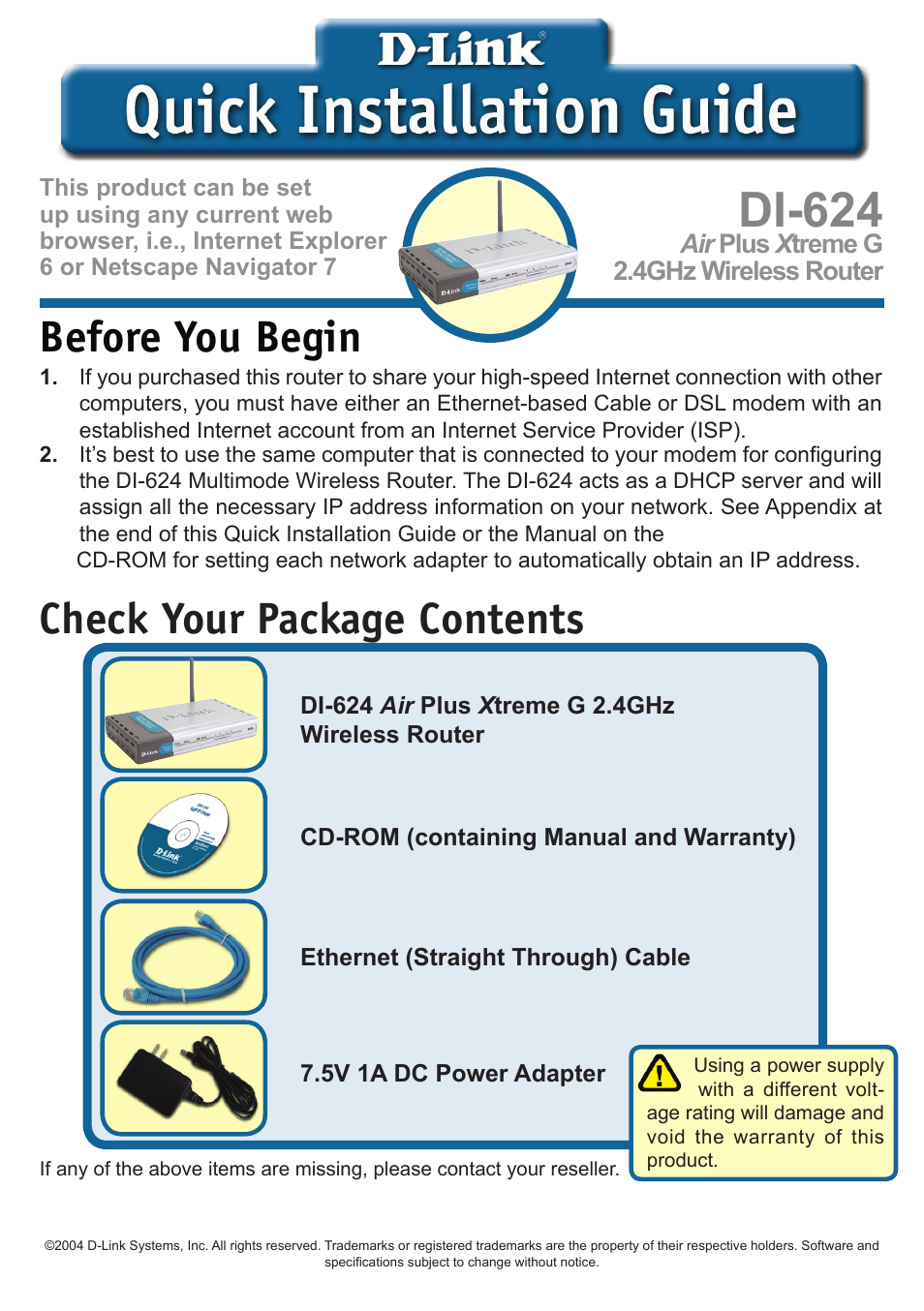 D-Link DI-624 User Manual | 12 pages