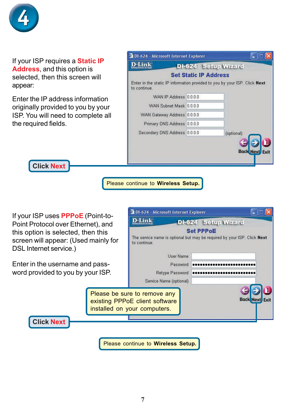 The setup wizard (continued) | D-Link DI-624 User Manual | Page 7 / 12